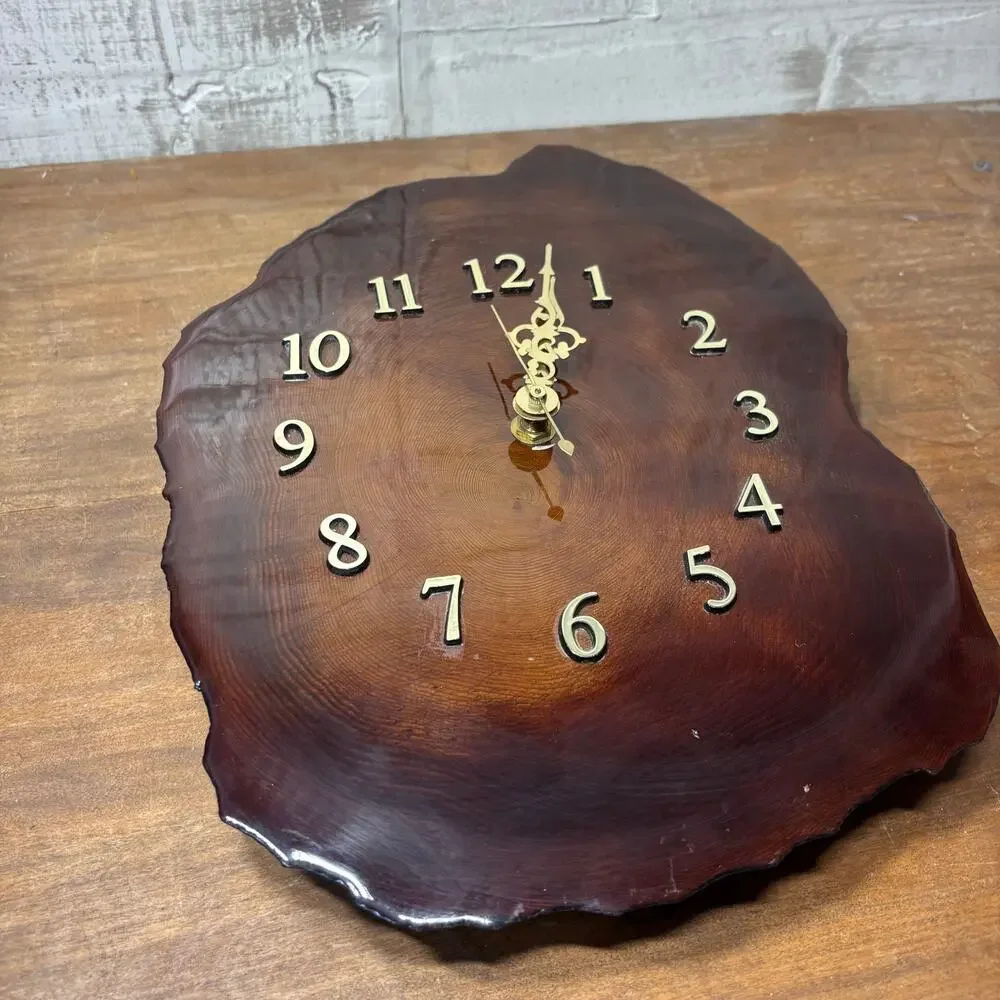 Live Edge Wood Wall Clock with Resin Finish - Pacific County OR Wood